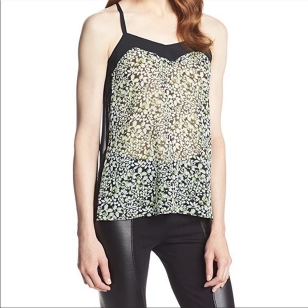 Bcbgeneration green & black floral sleeveless top